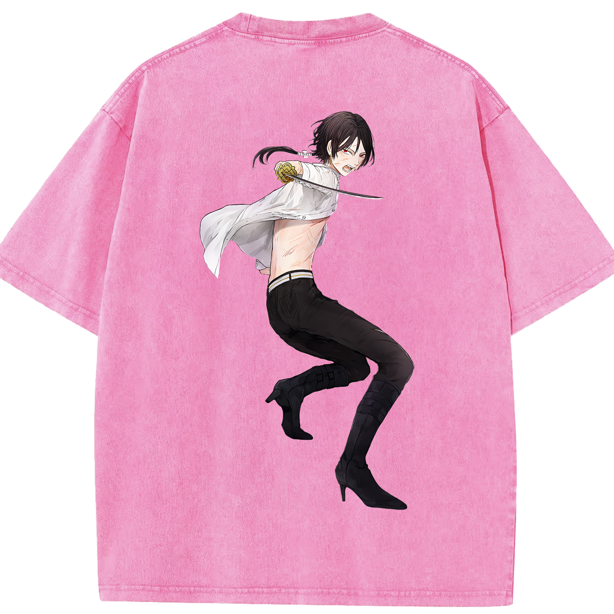 （画像用） 刀剣乱舞 Touken Ranbu 綿100% ヴィンテージ風 半袖Tシャツ（背面プリント）